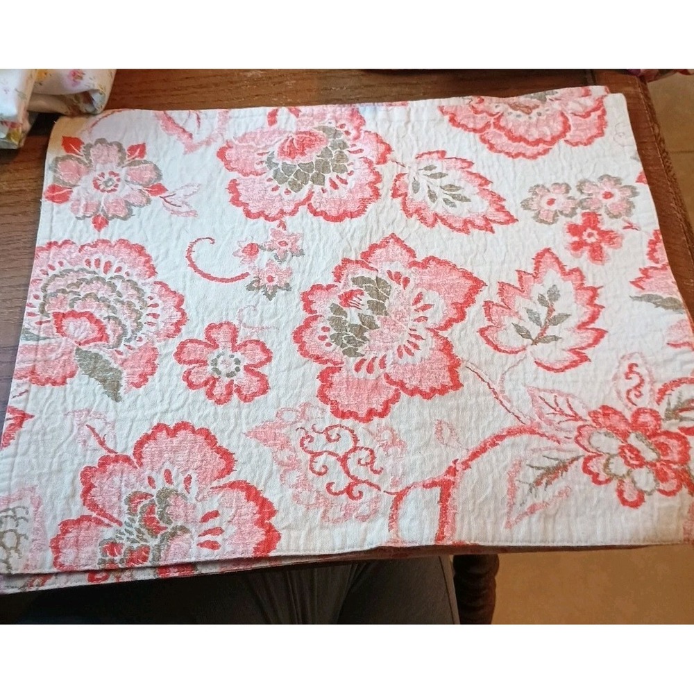 Vtg Linen Floral Placemat Set Of 4 Cottagecore Pink Spring Farmhouse Granny